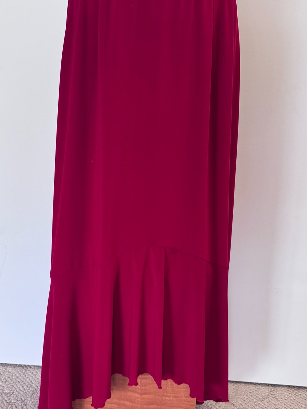 Women's Red High-Low Skirt with Flared Hem